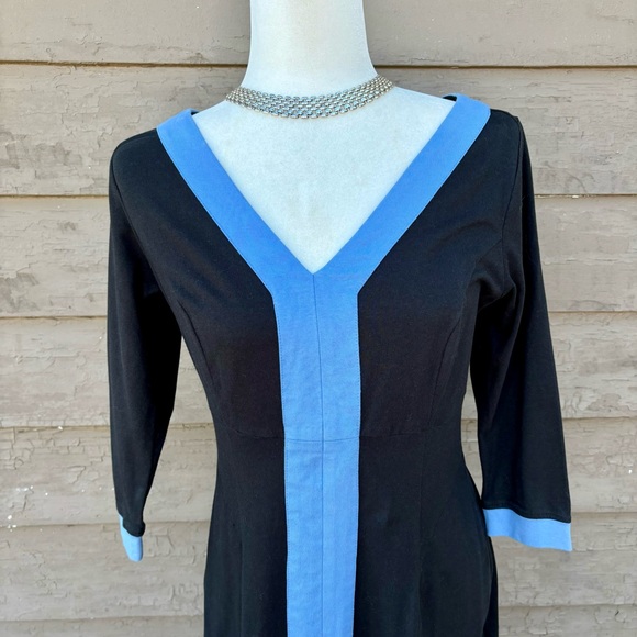 NWT! eShakti Contrast Trim Cotton Knit Empire Dress! - Picture 4 of 6